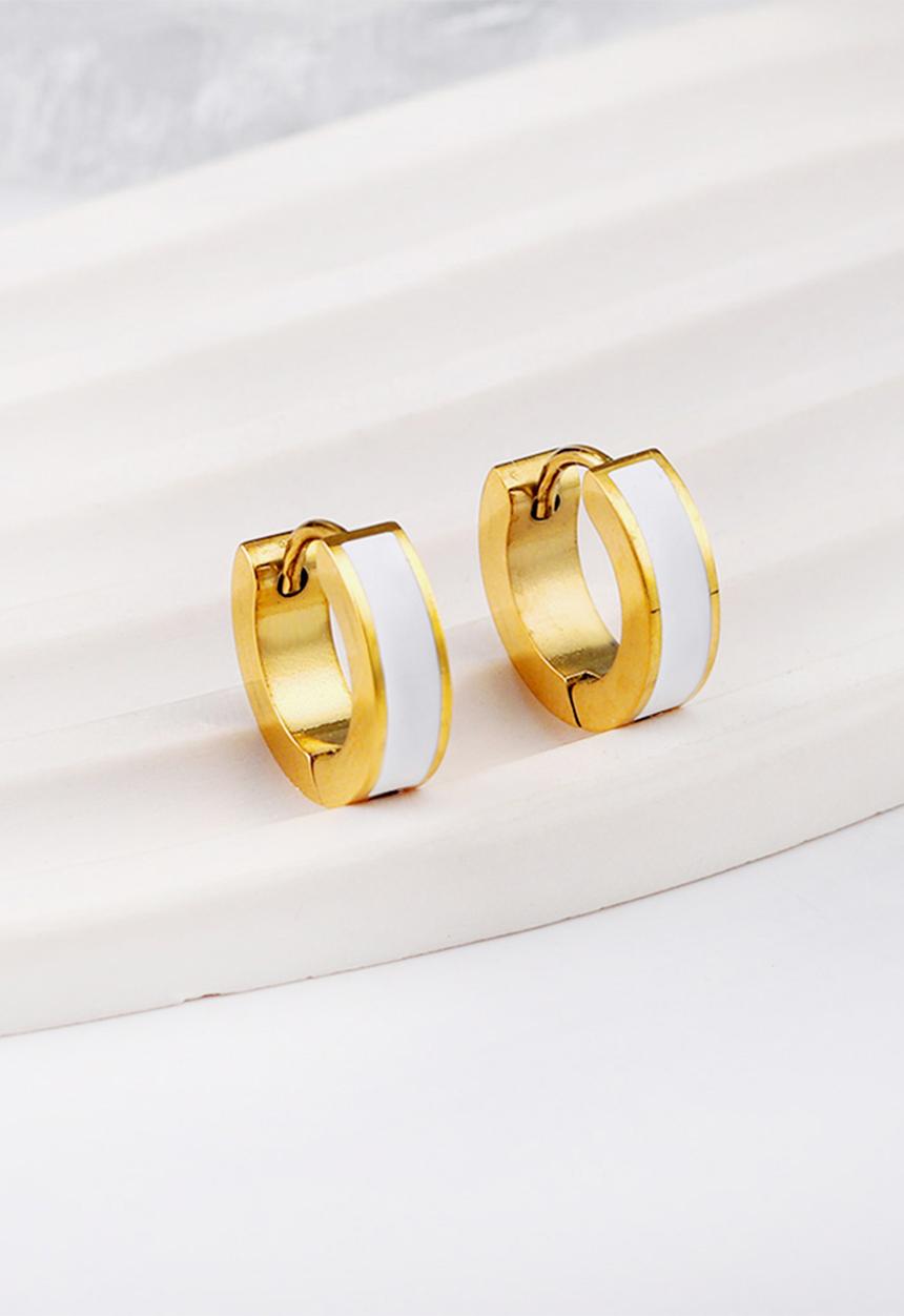 Zoe on Trend - Broad hoop earring - white