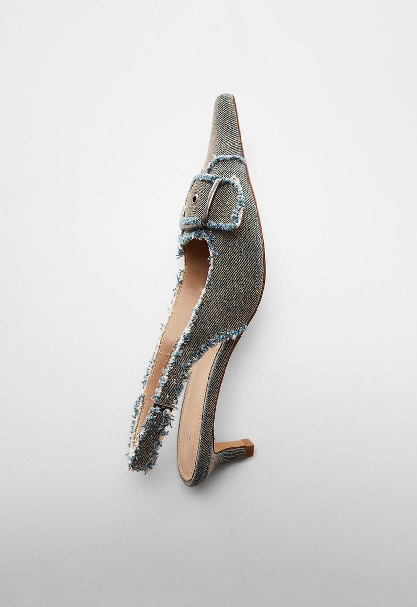 MANGO - Fleco slingback heel - open blue