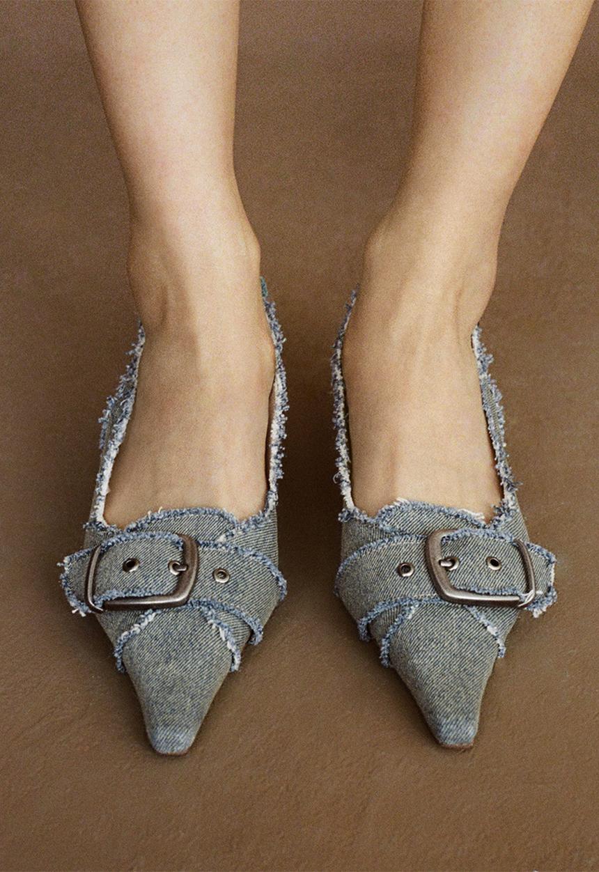 MANGO - Fleco slingback heel - open blue