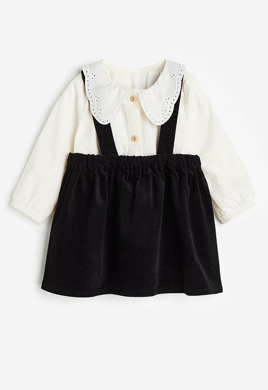 H&M - 2-piece blouse and skirt set - black & white 