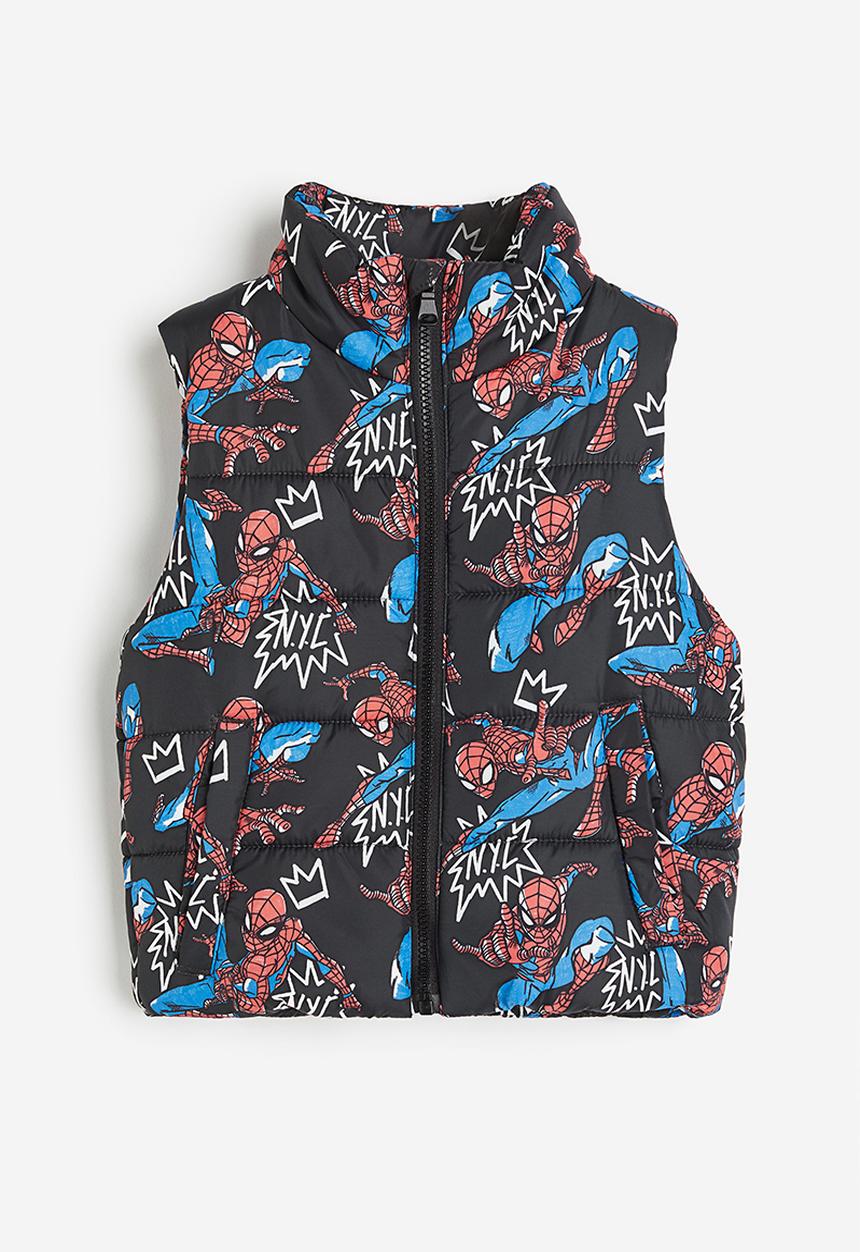 H&M - Printed puffer gilet - Black Spider-Man