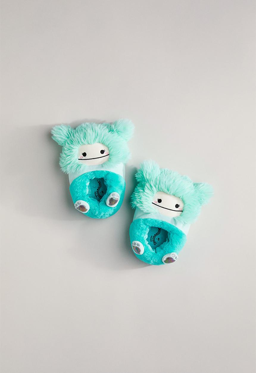 H&M - Soft appliquéd slippers - green & turquoise