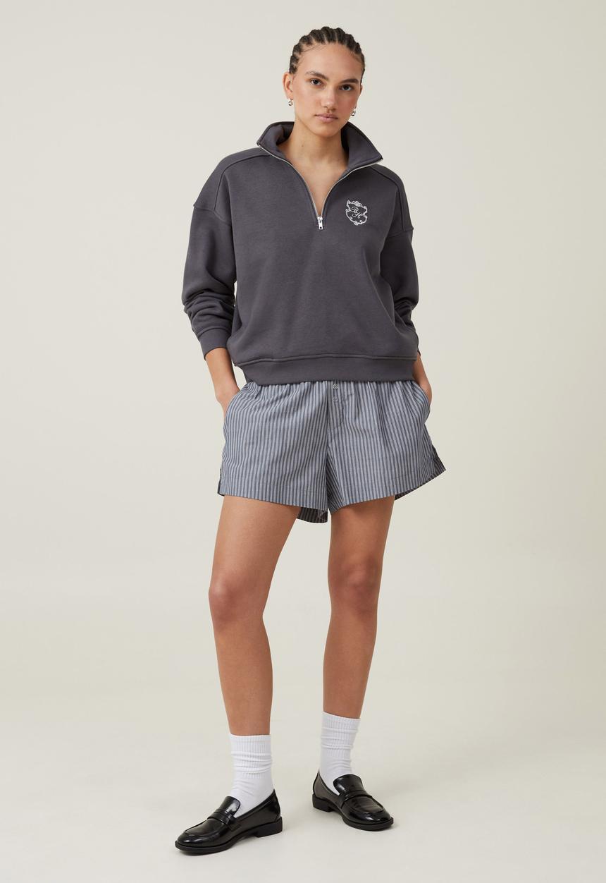 Cotton On - Classic Fleece Half Zip Sweatshirt - Bh/Faded Slate
