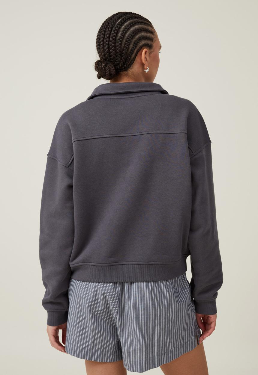 Cotton On - Classic Fleece Half Zip Sweatshirt - Bh/Faded Slate