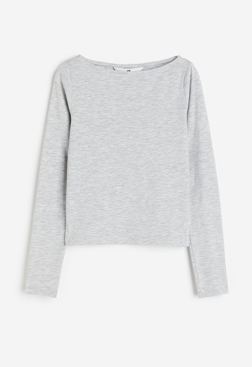 H&M - Boat-neck jersey top - grey