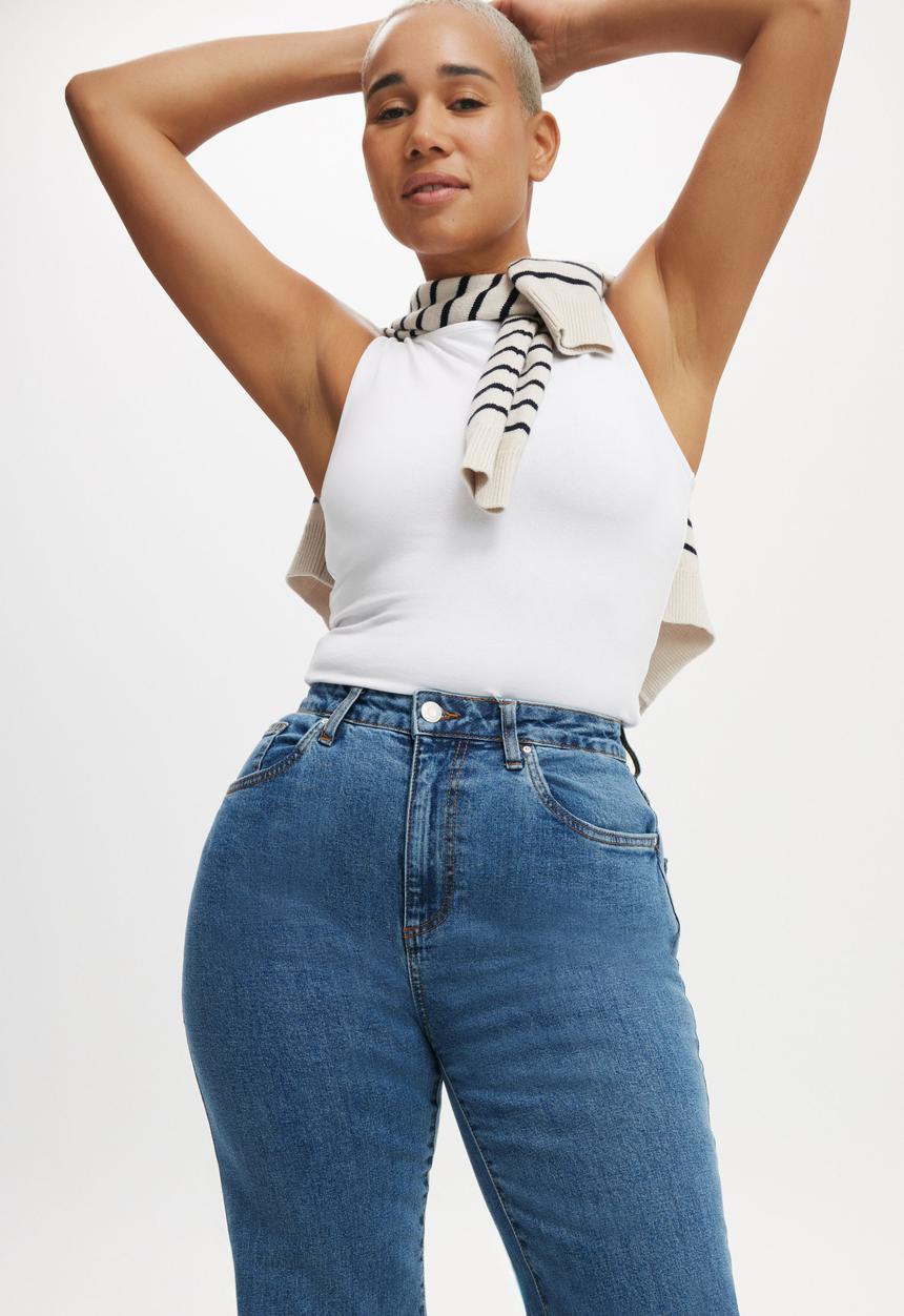 Cotton On - Plus Curvy Stretch Straight Jean - Sea Blue