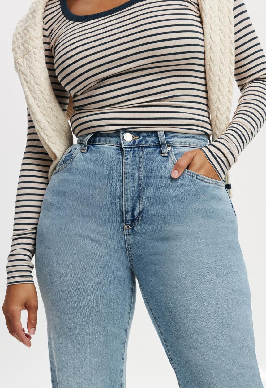 Cotton On - Plus Curvy Stretch Wide Jean - Bells Blue