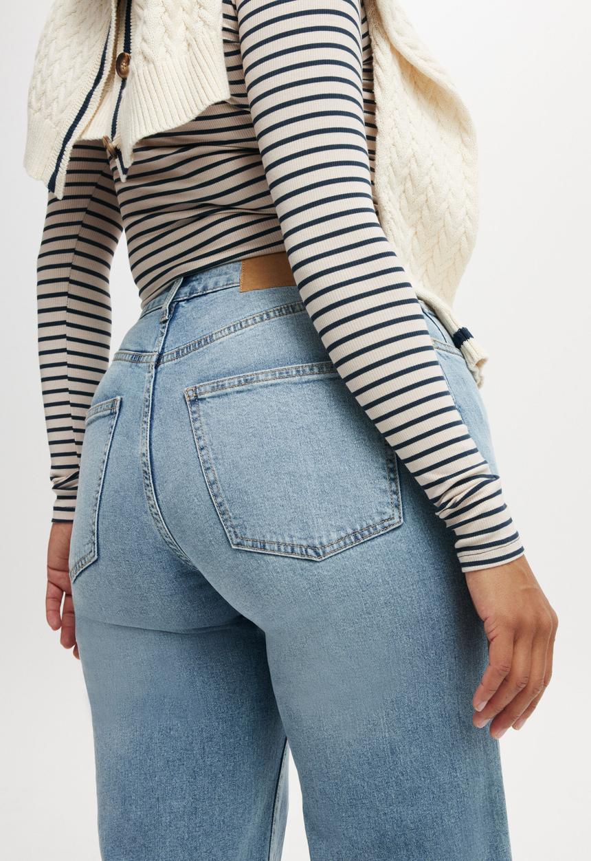 Cotton On - Plus Curvy Stretch Wide Jean - Bells Blue