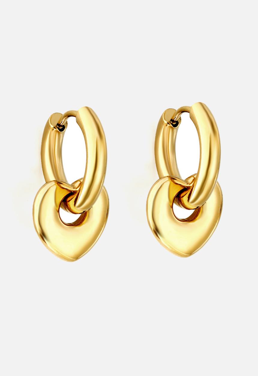Zoe on Trend - Hoop with heart drop earring - gold