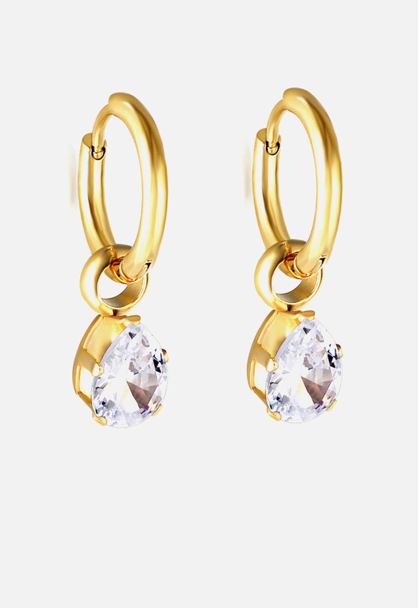Zoe on Trend - Hoop and pear drop earring - gold