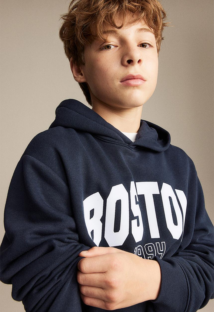 H&M - Printed hoodie - dark blue boston