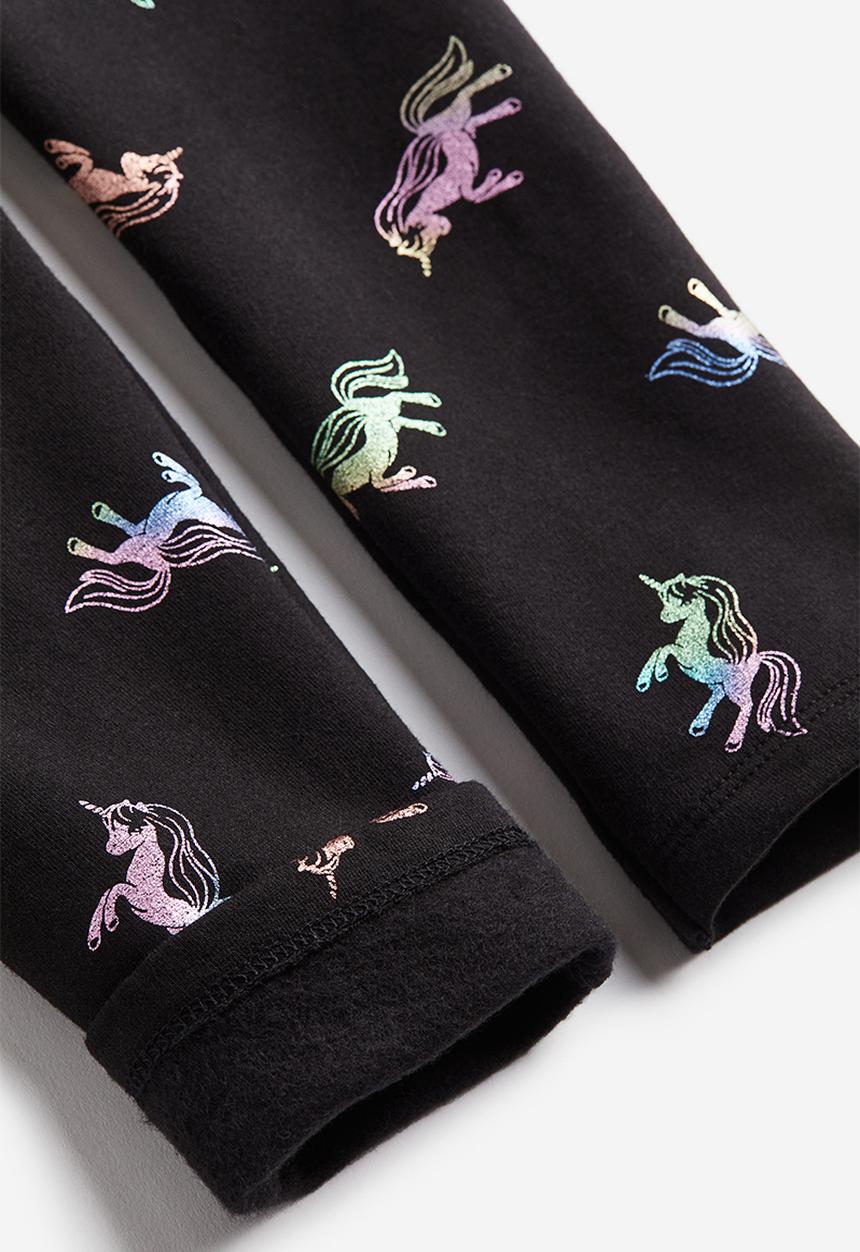 H&M - Leggings - black unicorns