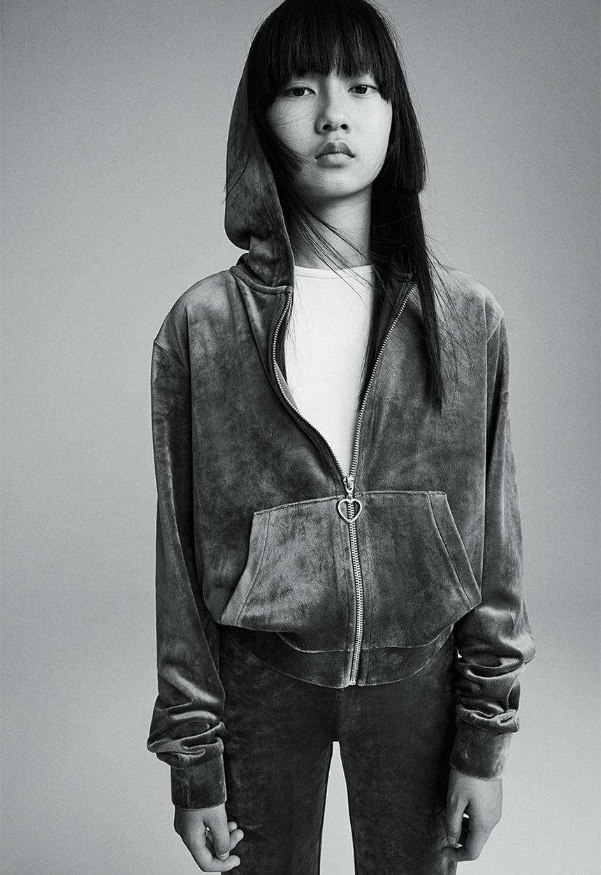 H&M - Velour zip-through hoodie - grey