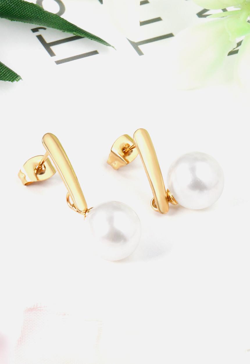 Zoe on Trend - Pearl and bar drop earring - gold
