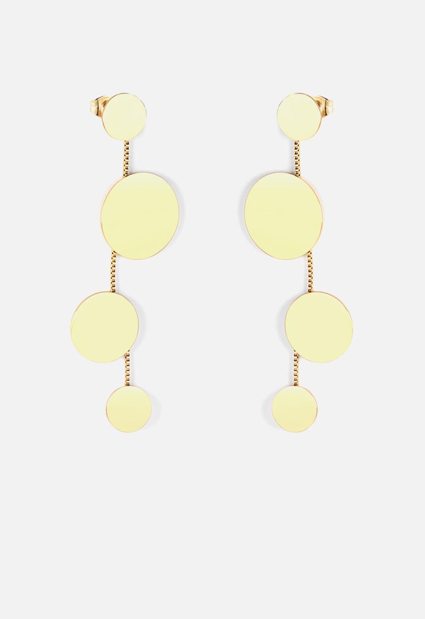 Zoe on Trend - Circle designer drop earring - gold