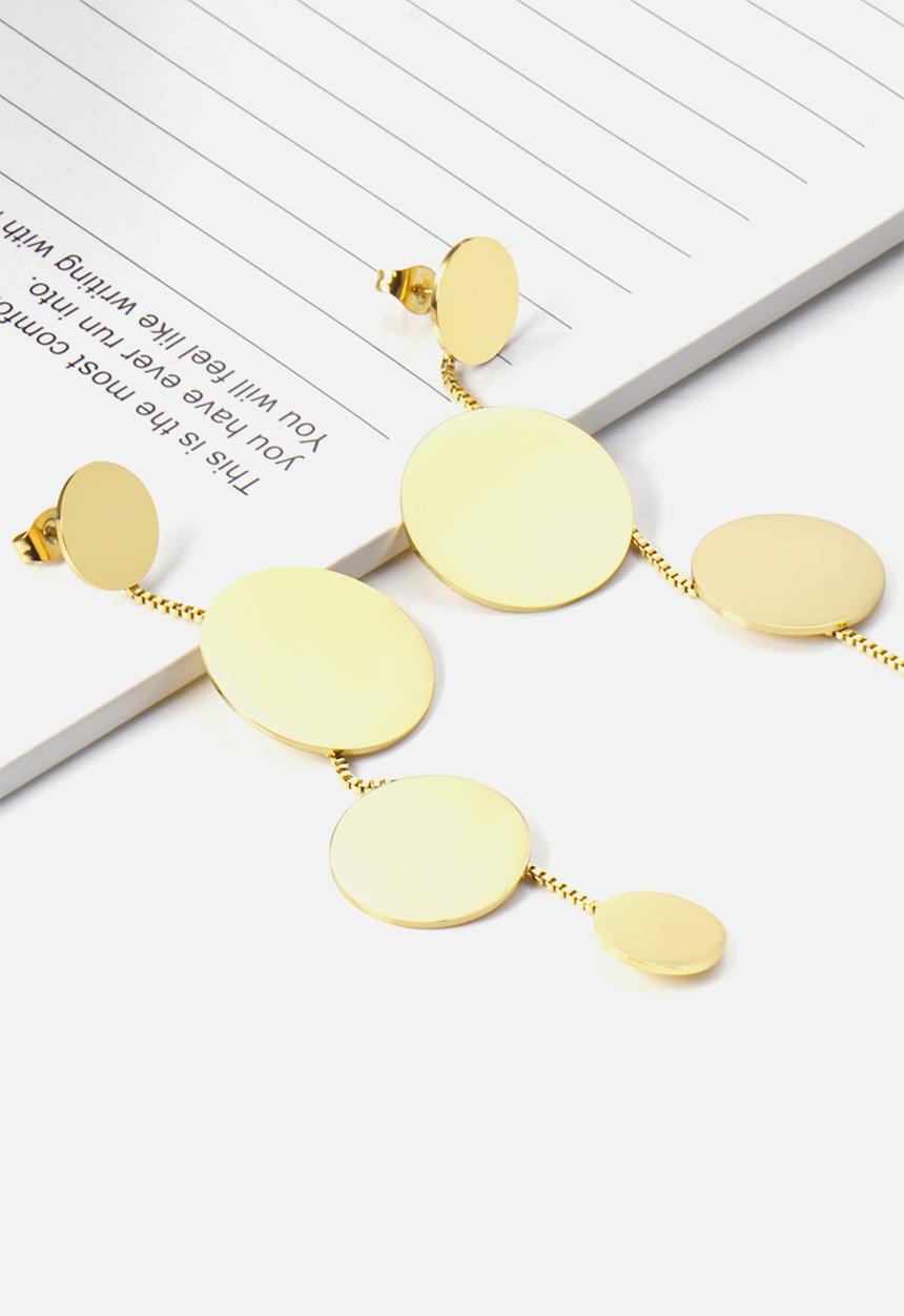Zoe on Trend - Circle designer drop earring - gold