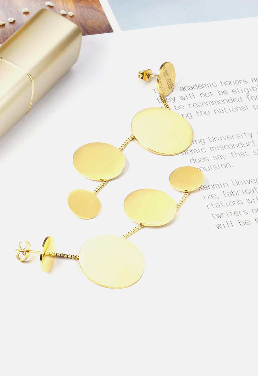 Zoe on Trend - Circle designer drop earring - gold