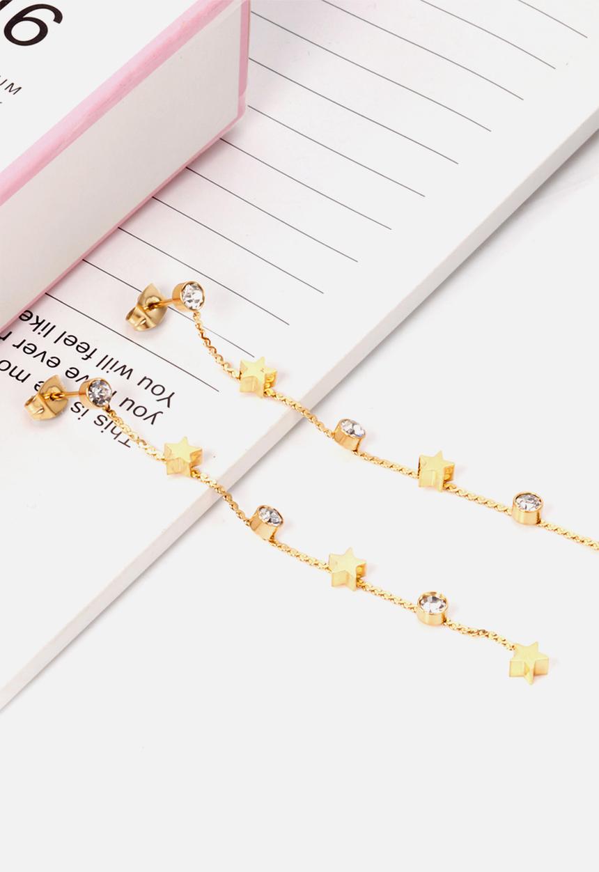 Zoe on Trend - Star and ball drop earring - gold