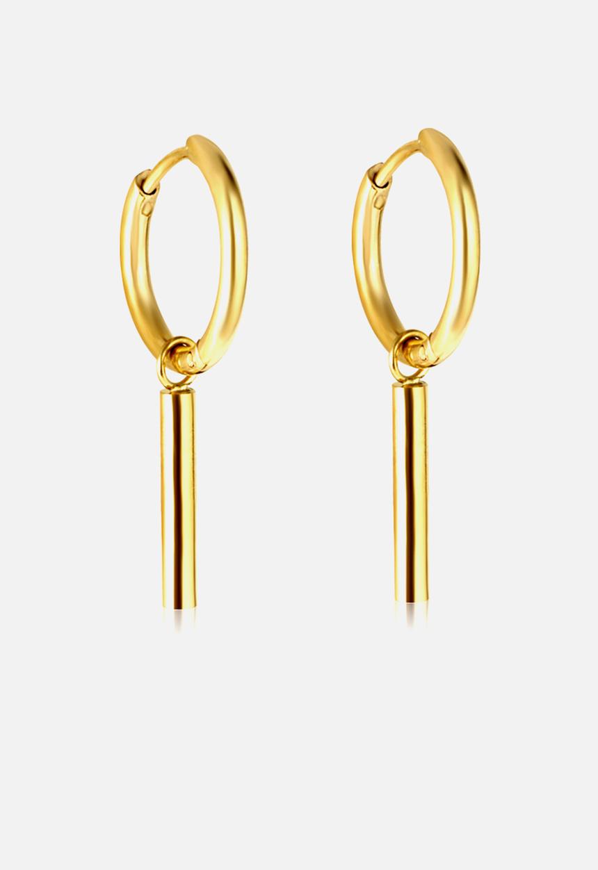 Zoe on Trend - Huggie and bar drop earring - gold