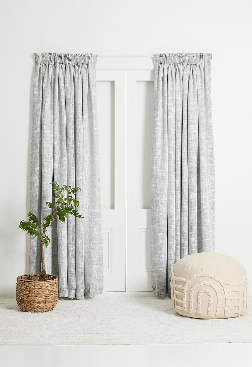 Sixth Floor - Horizon Slub Lined Taped Curtain - Grey