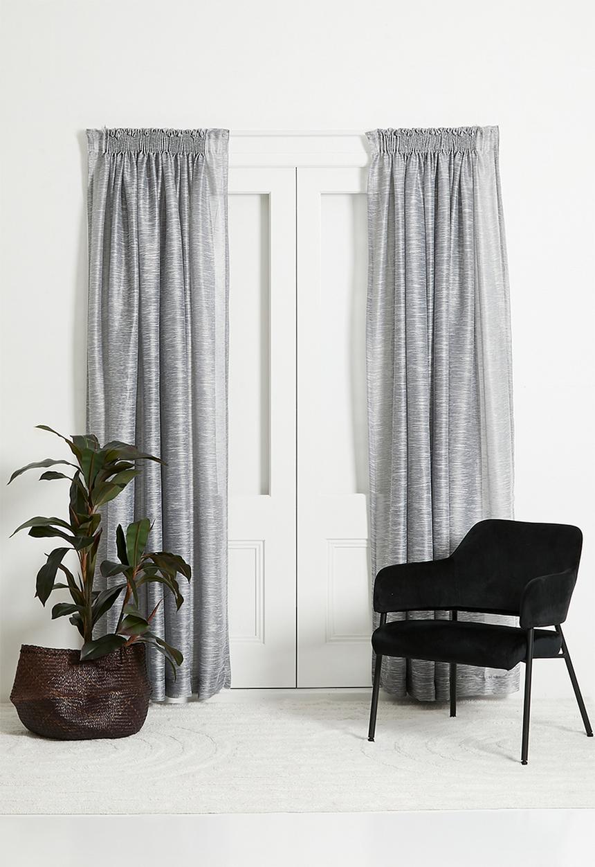 Sixth Floor - Turin Textured Sheer Taped Curtain - Grey
