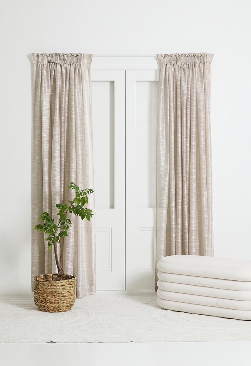 Sixth Floor - Turin Textured Sheer Taped Curtain - Neutral