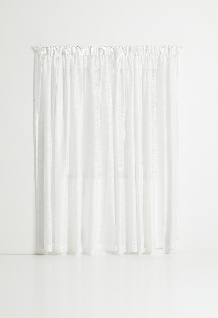Sixth Floor - Turin Textured Sheer Taped Curtain - White