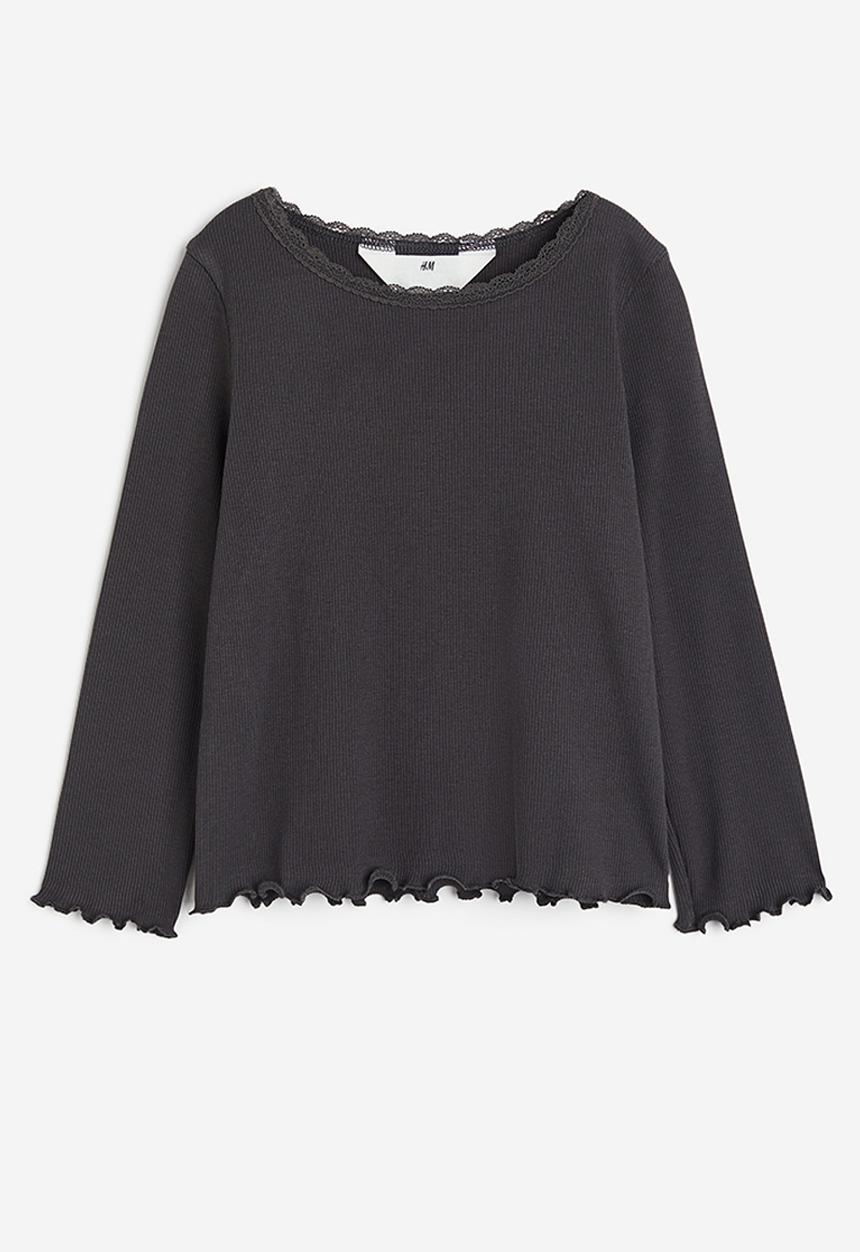 H&M - Ribbed jersey top - grey