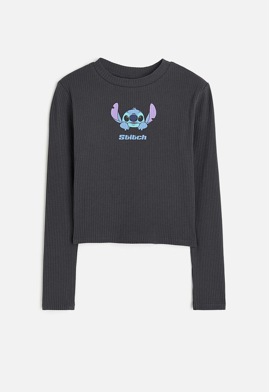 H&M - Ribbed jersey top - grey