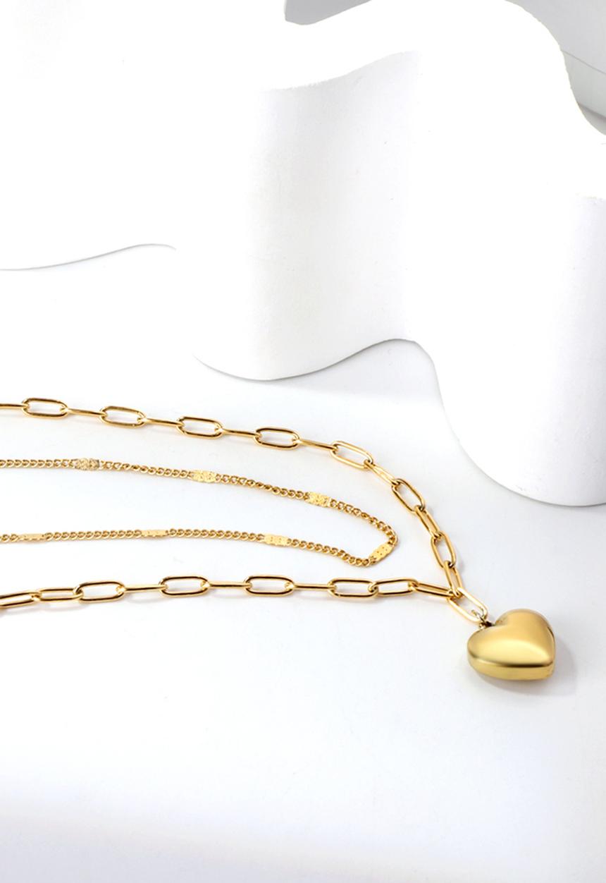 Zoe on Trend - Double-strand heart pendant necklace - gold