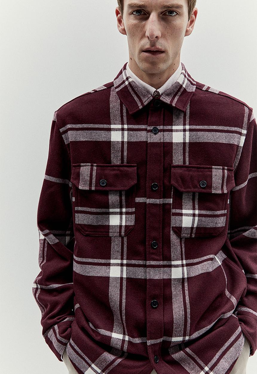 H&M - Overshirt - dark red checked