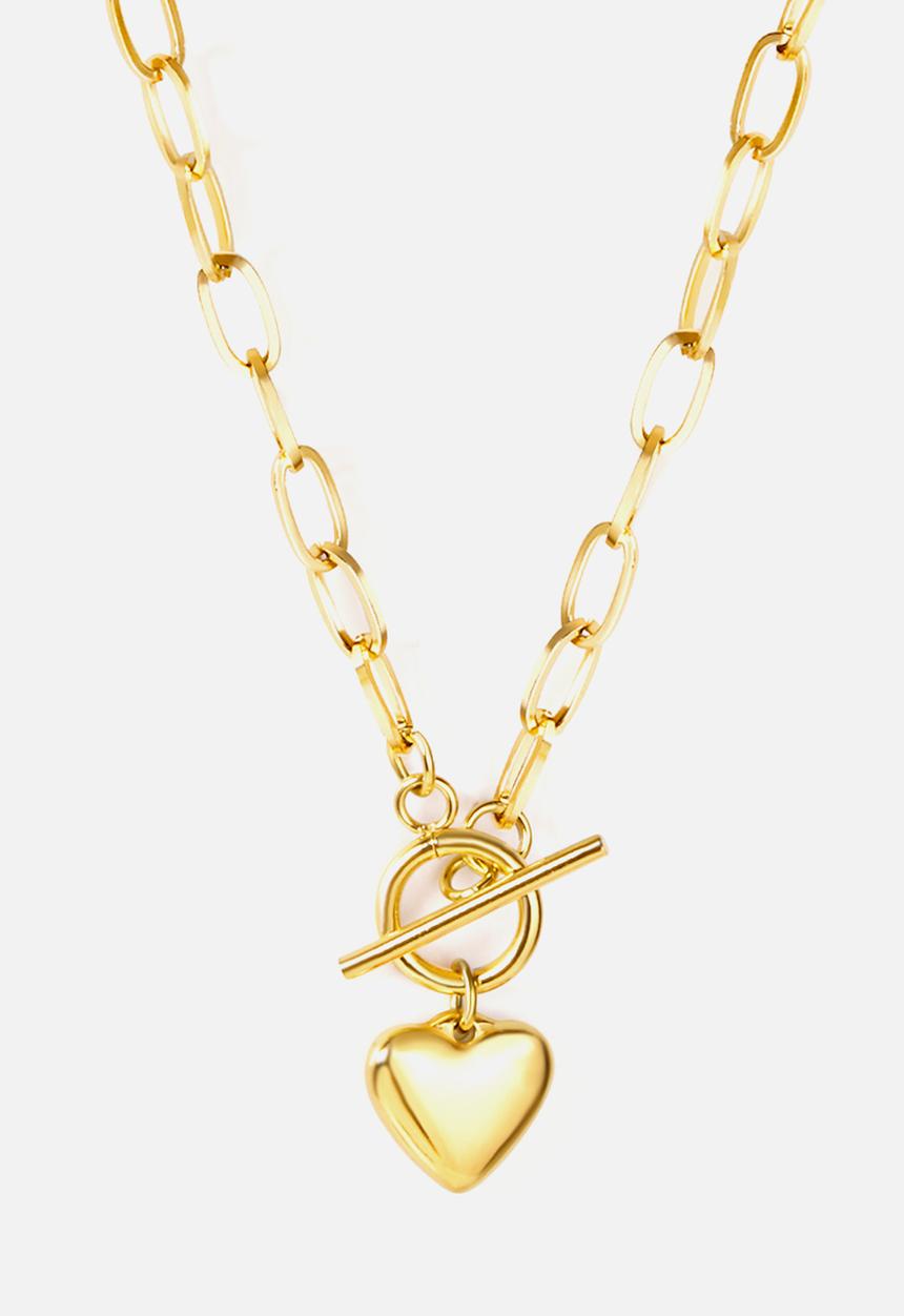 Zoe on Trend - Heart fob necklace - gold
