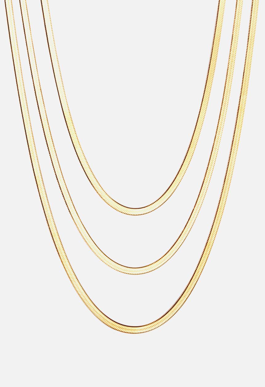 Zoe on Trend - Triple strand snake necklace  - gold