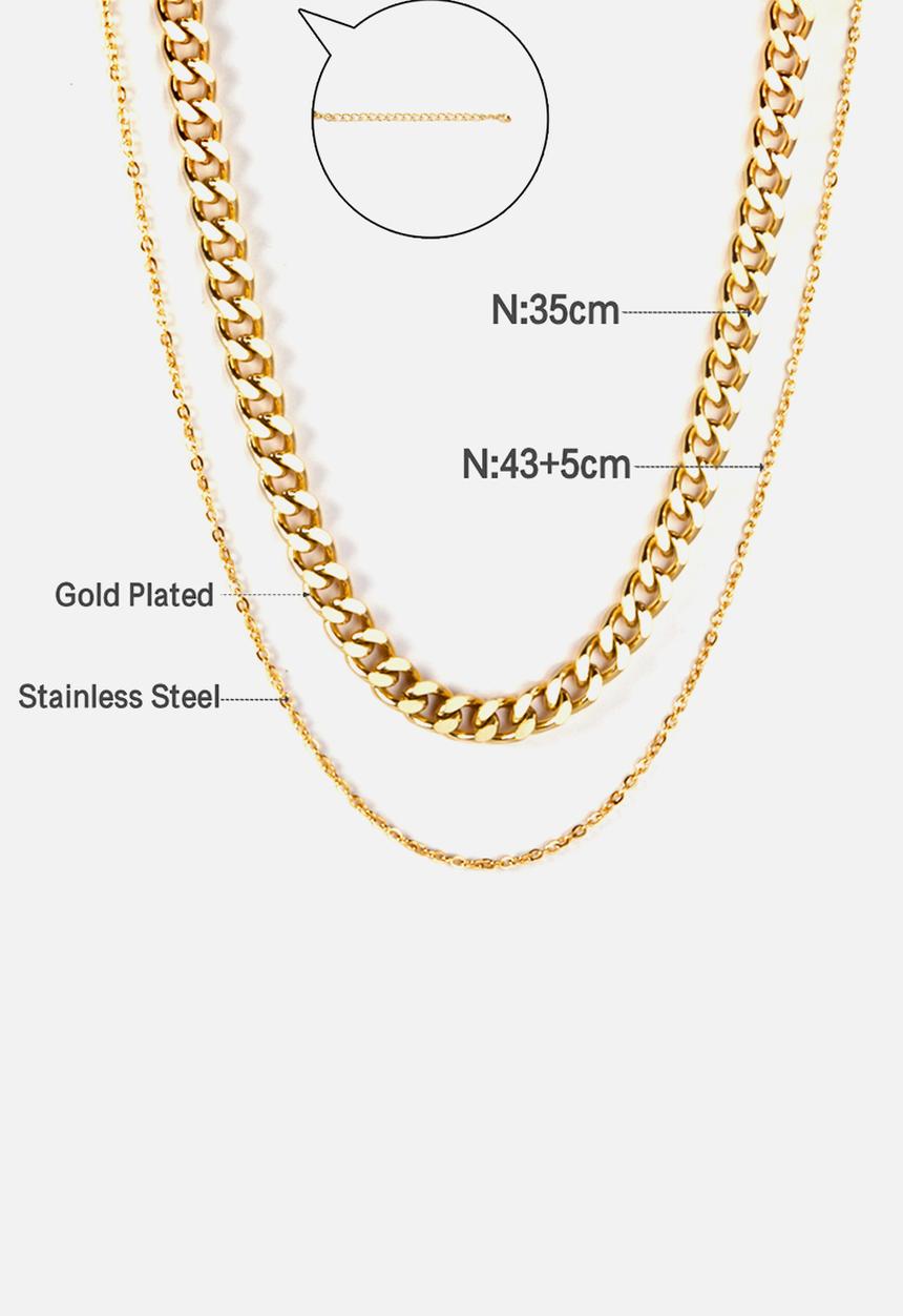 Zoe on Trend - Double strand chunky curb necklace - gold