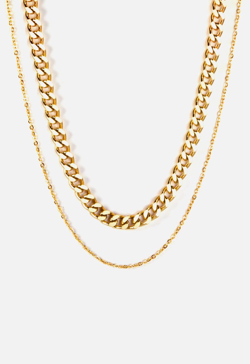 Zoe on Trend - Double strand chunky curb necklace - gold