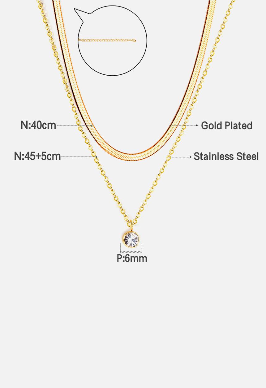 Zoe on Trend - Double strand snake and round drop pendant necklace - gold