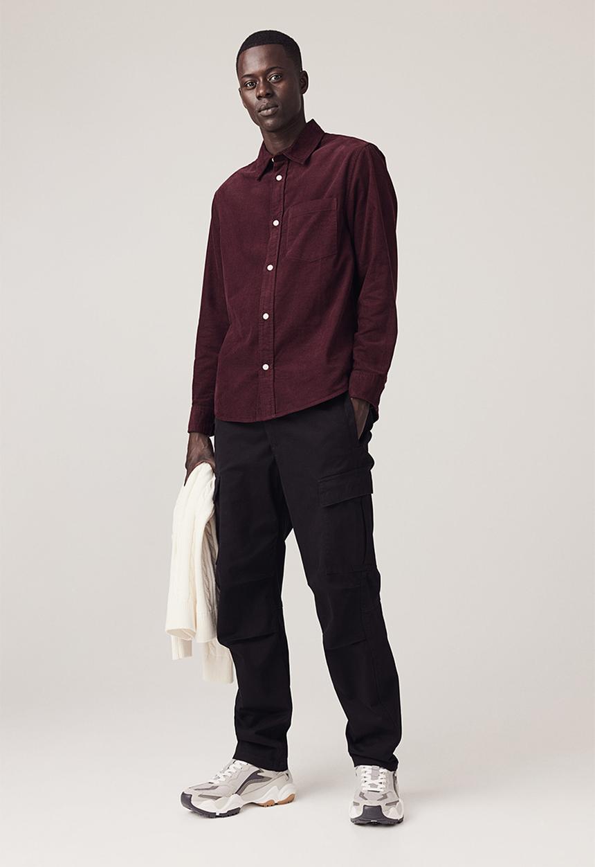 H&M - Regular fit corduroy shirt - burgundy