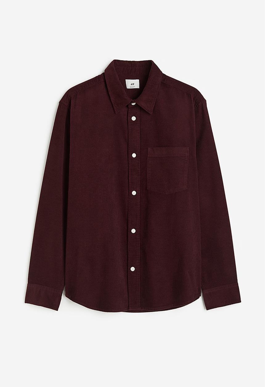 H&M - Regular fit corduroy shirt - burgundy