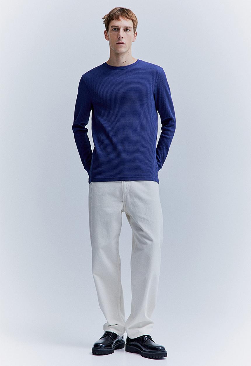 H&M - Slim fit waffled jersey top - blue