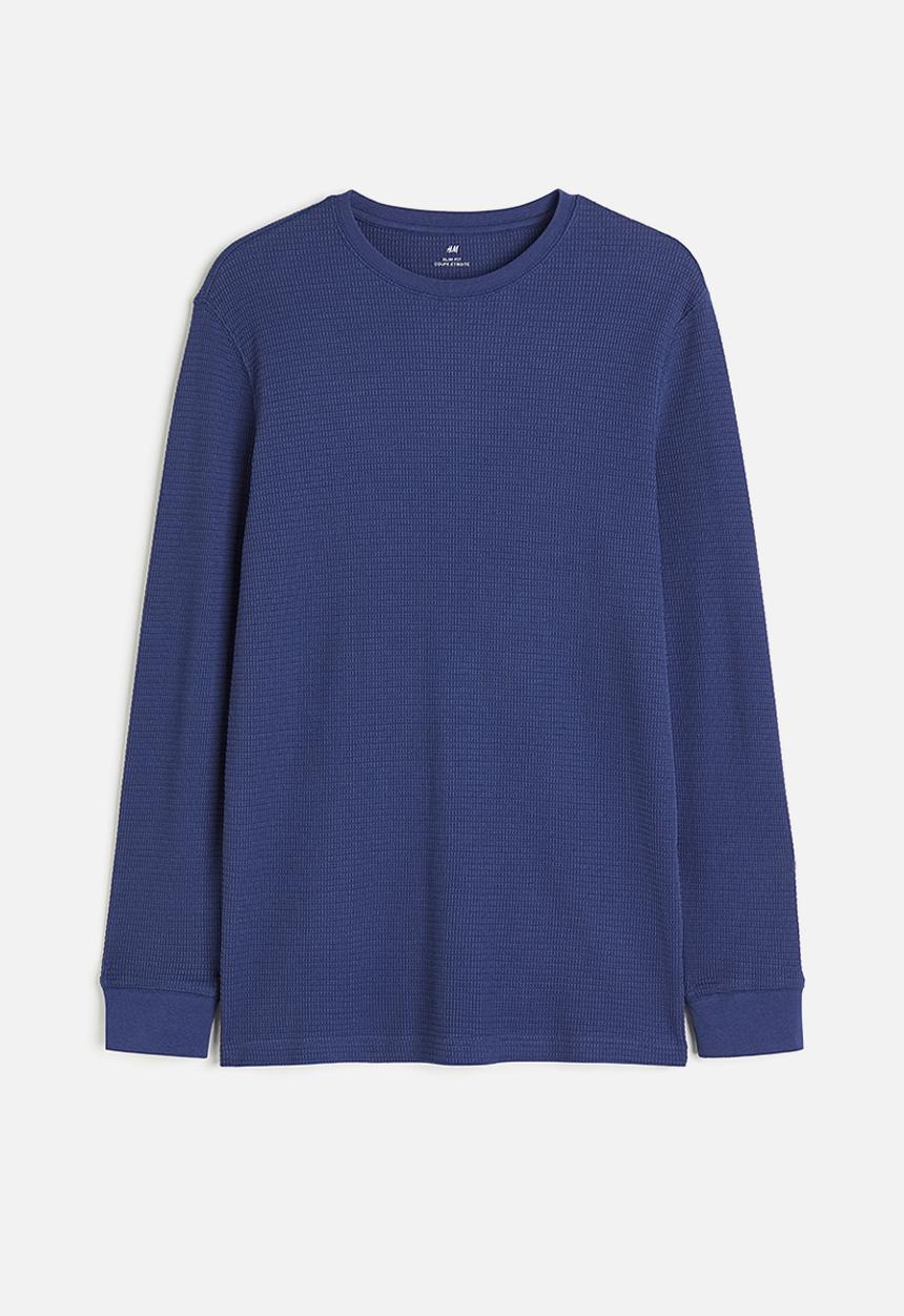 H&M - Slim fit waffled jersey top - blue