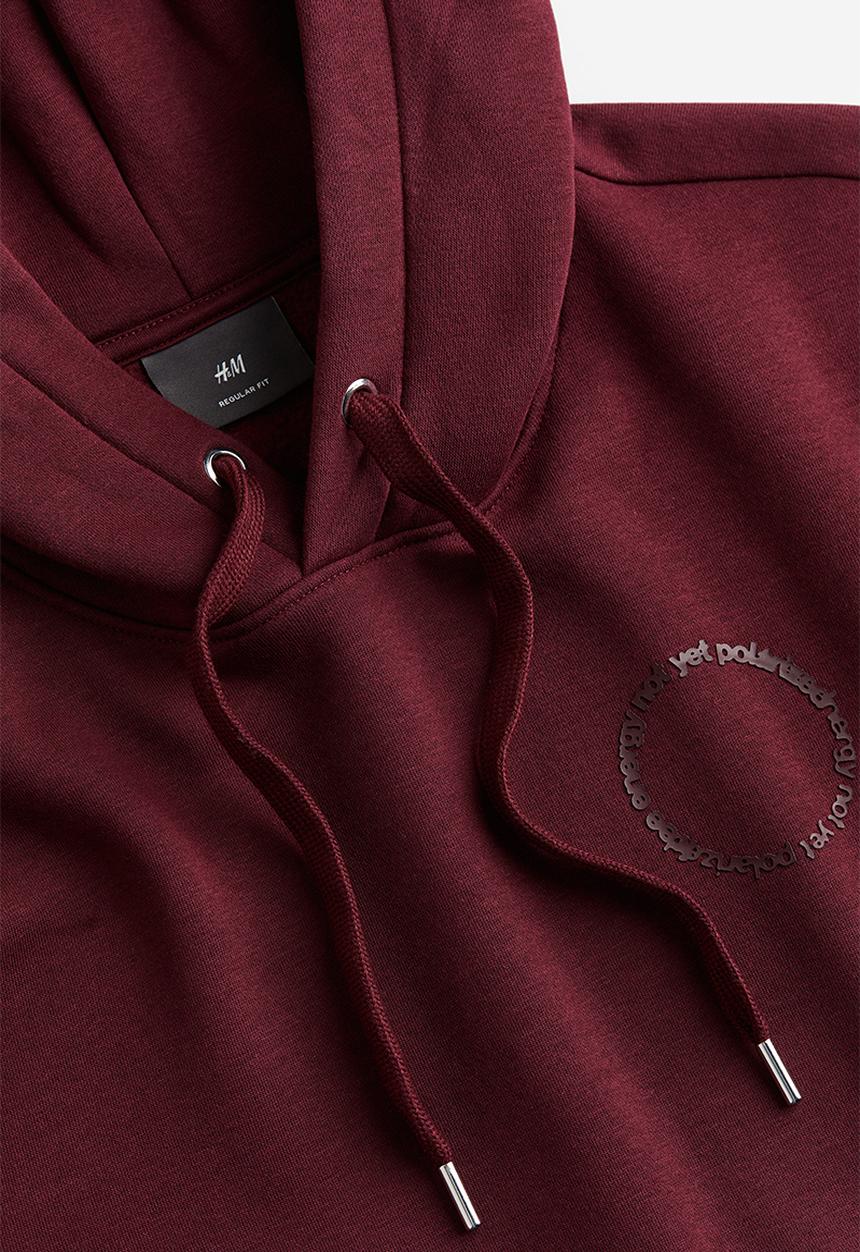 H&M - Regular fit printed hoodie - red