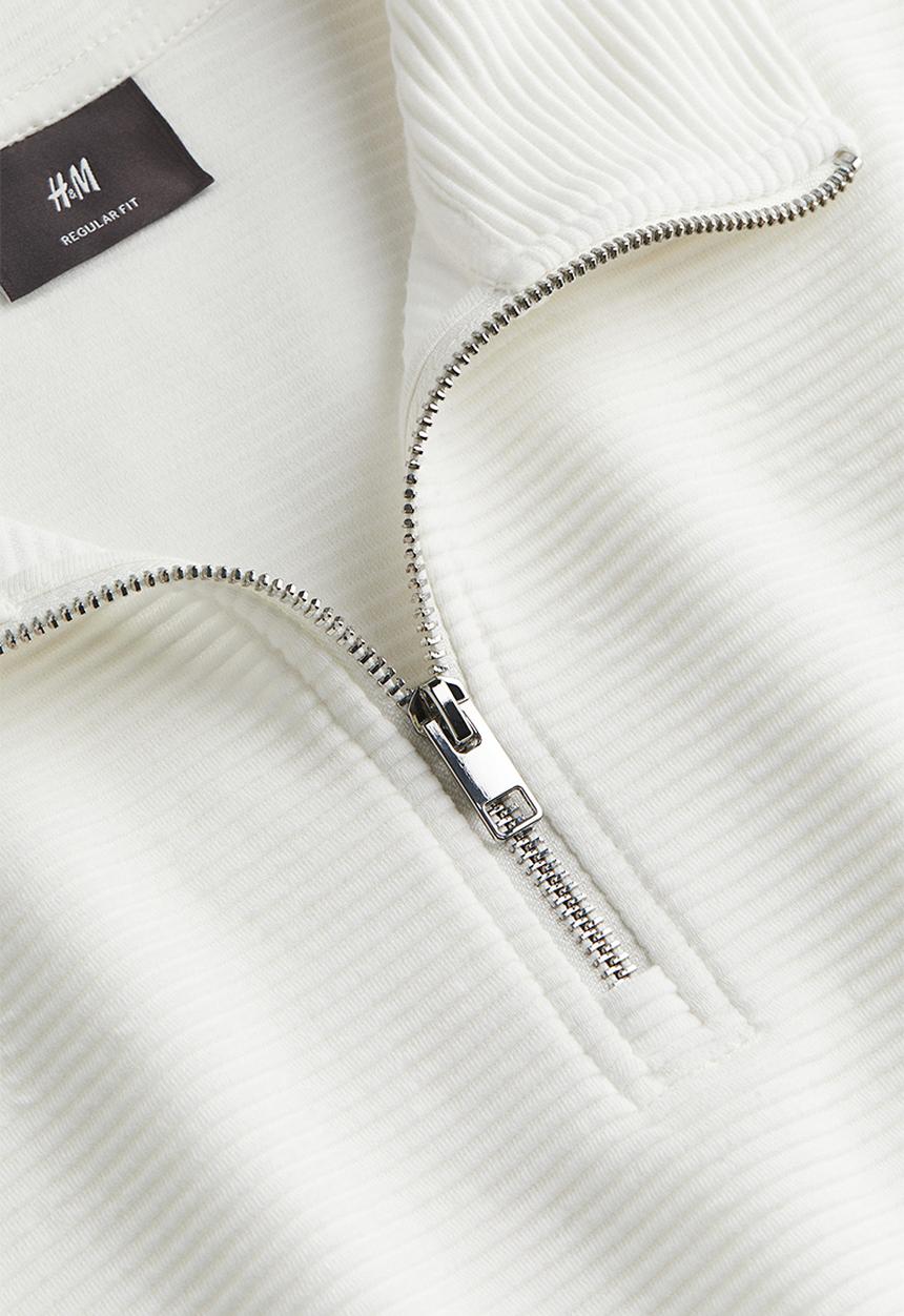 H&M - Regular fit zip-top sweatshirt - white