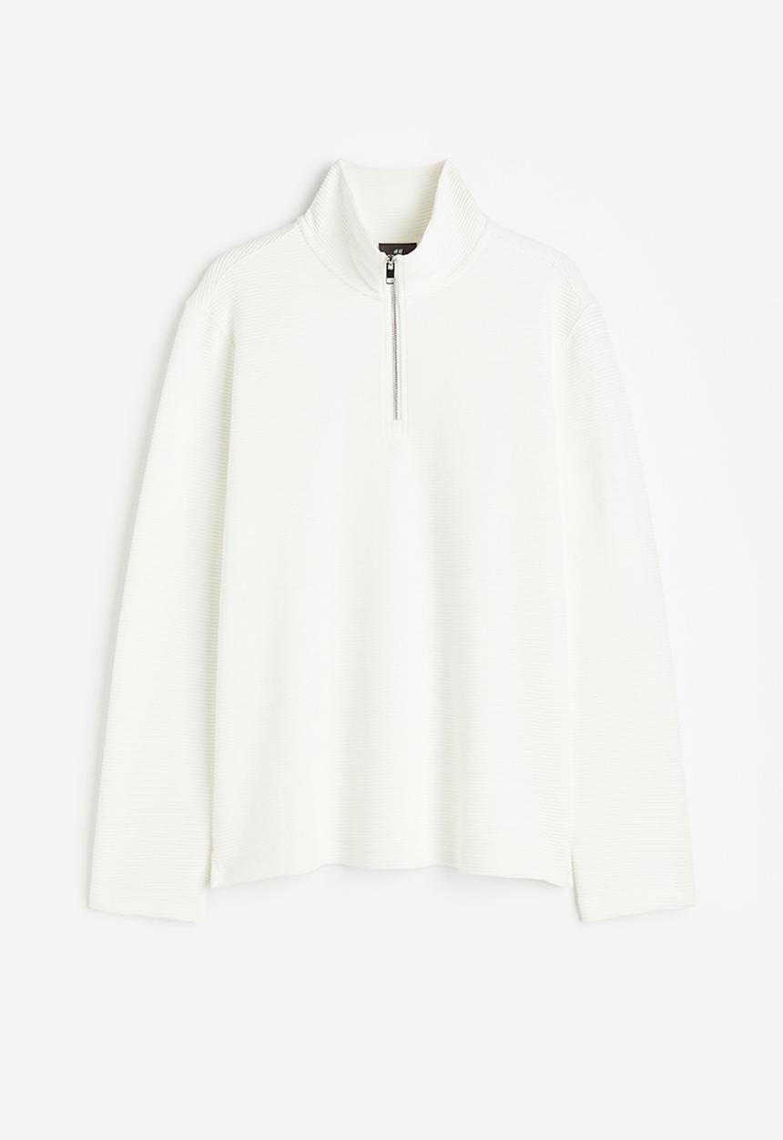 H&M - Regular fit zip-top sweatshirt - white