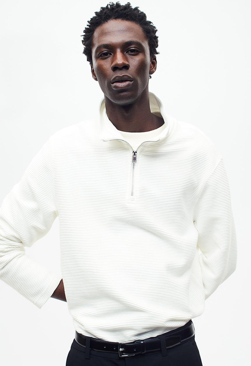 H&M - Regular fit zip-top sweatshirt - white