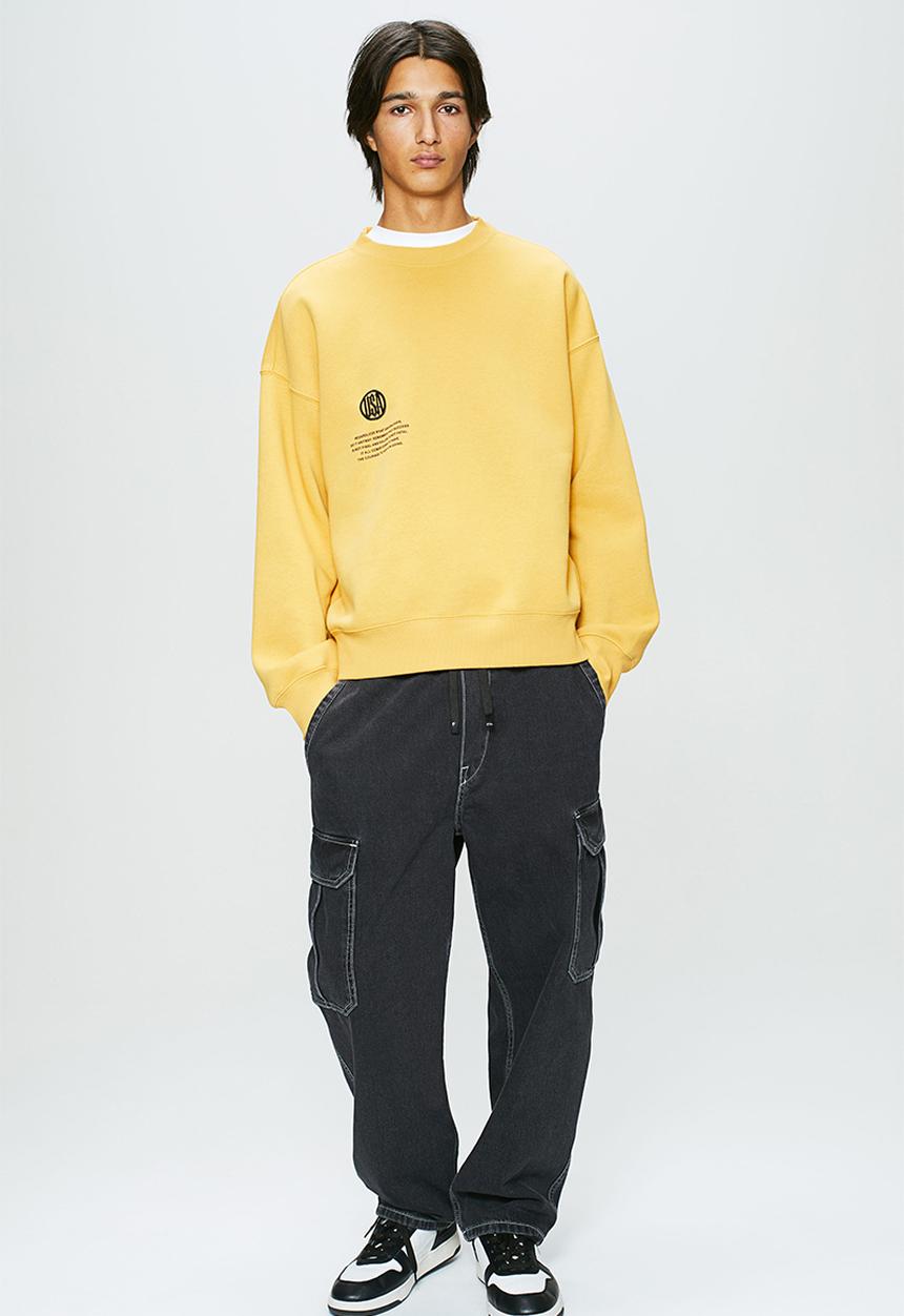 H&M - Oversized fit printed sweatshirt - yellow,multi