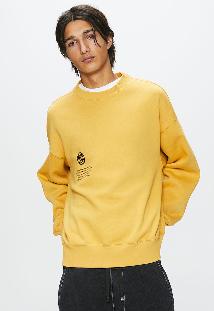 H&M - Oversized fit printed sweatshirt - yellow,multi