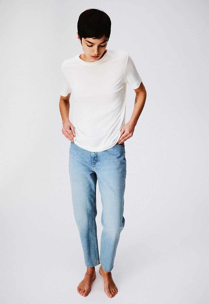 H&M - Slim mom high ankle jeans - light denim blue 