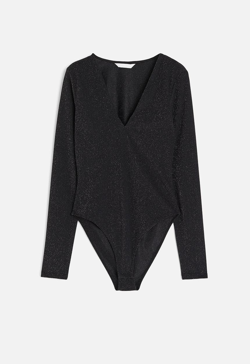 H&M - V-neck bodysuit - black