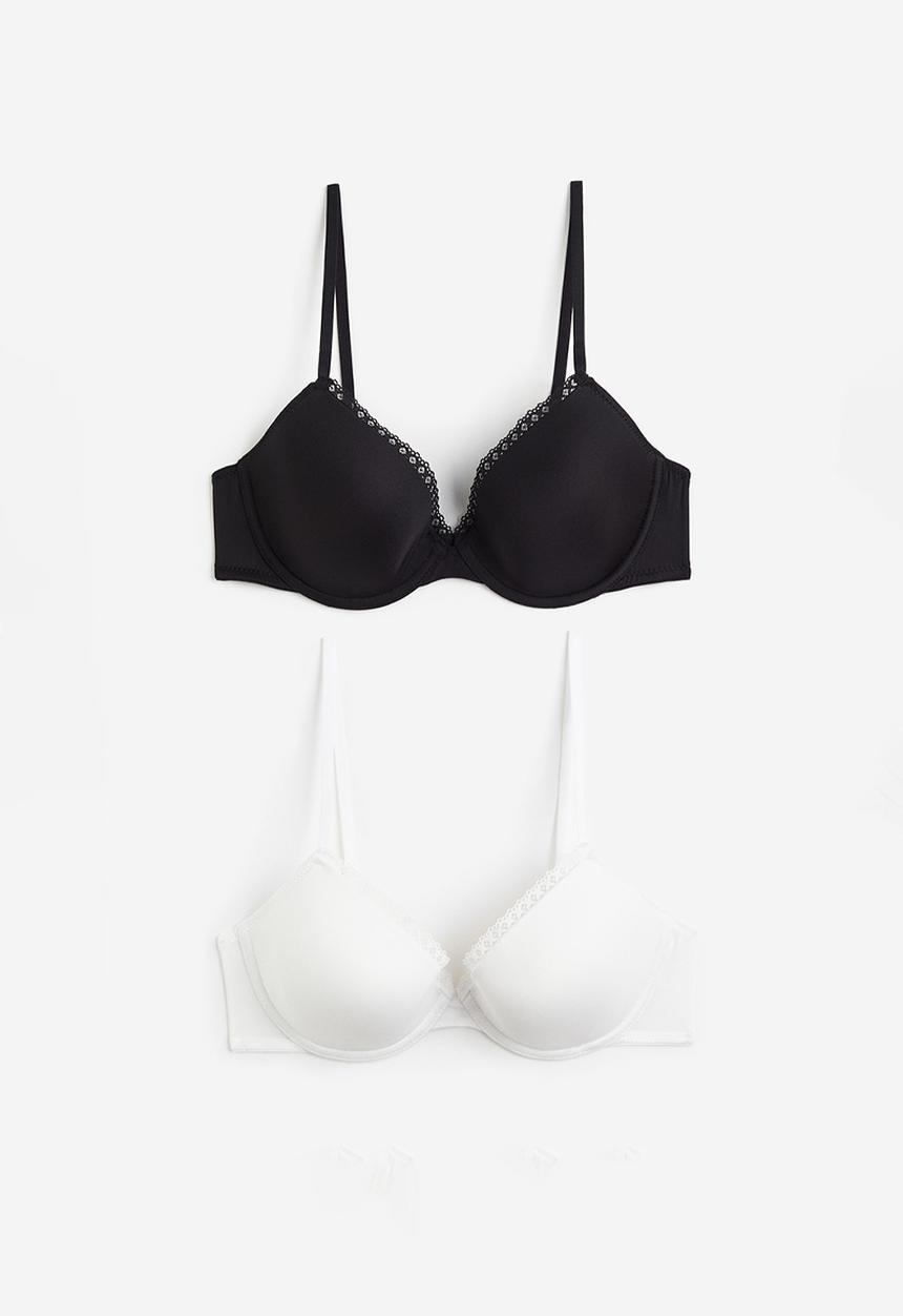 H&M - 2-Pack microfibre padded underwired bras - Black White