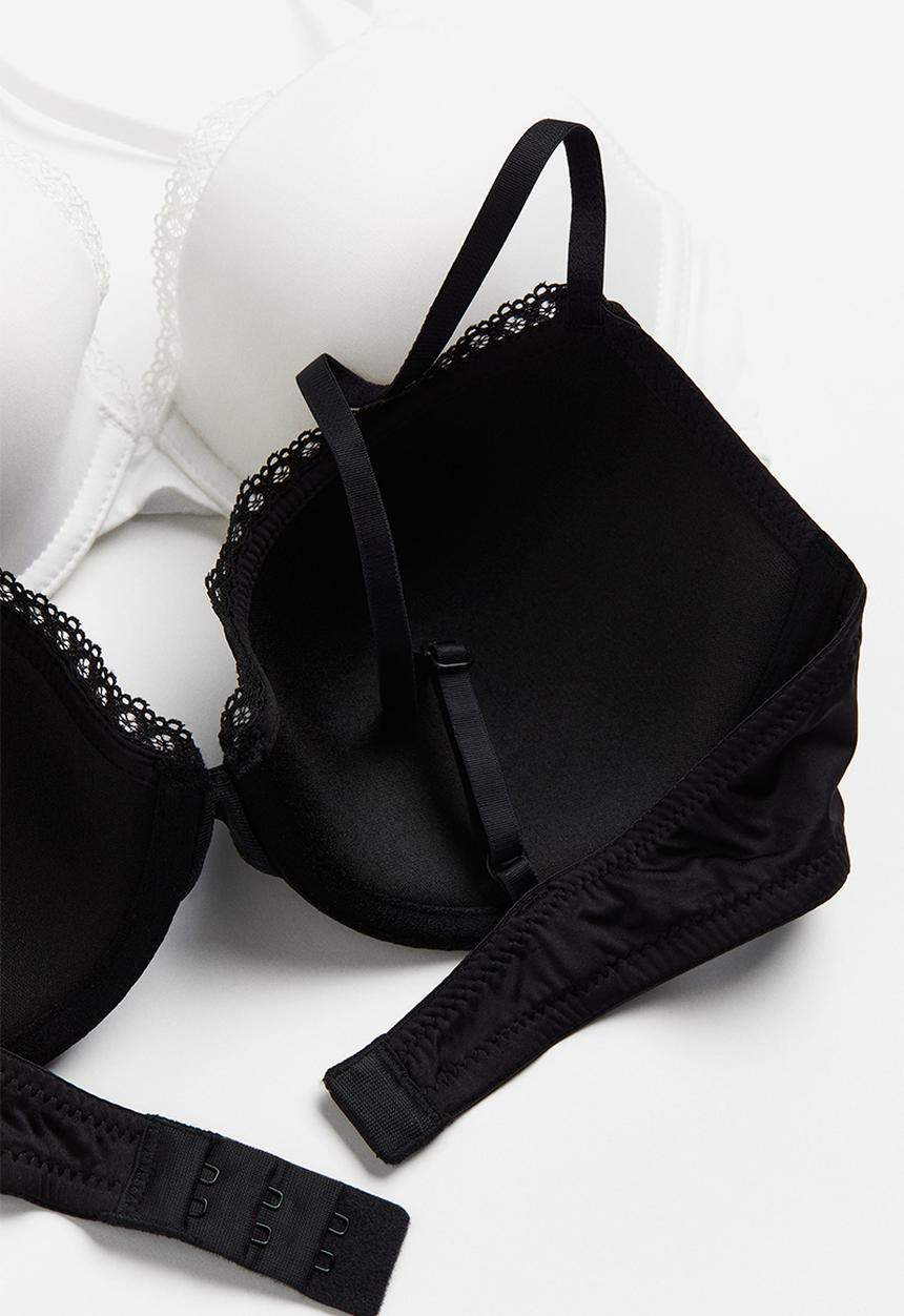 H&M - 2-Pack microfibre padded underwired bras - Black White